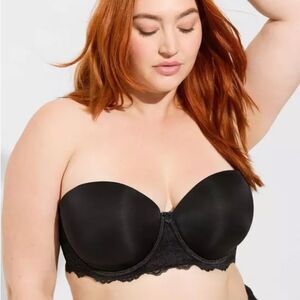 Torrid Bombshell Everyday Strapless lightly Lined Bra‎ Black Plus Size 42G NEW